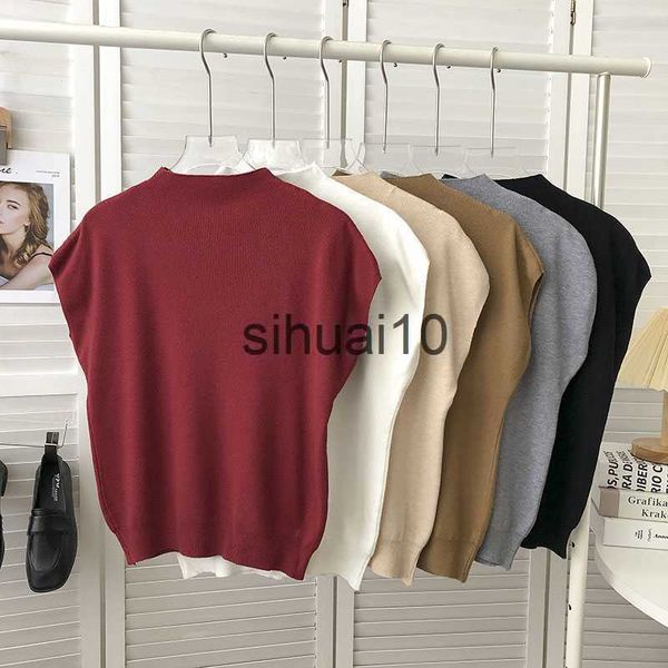 

women's t-shirt korean style camisole fashion knitted crop woman o neck vest basic y2k cami sleeveless tank women clothes dropshipping, White
