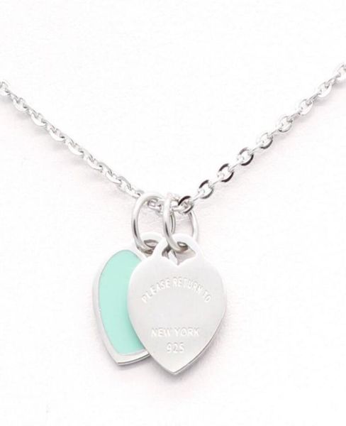 

sell english letters enamel pink double heart titanium stainless steel gold silver necklace for women jewelry3241936