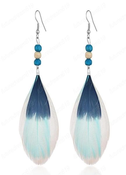 

new multilayer lightweight gradient fashion feather earrings women vintage wood bead earrings7590499, Silver