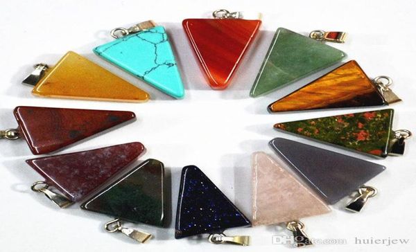 

fashion natural onyx quartz stone pendants charms triangle arrow for necklace making7230122, Silver
