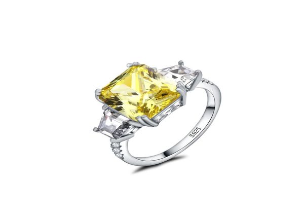 

nice fashion jewelry three stones yellow white cz silver color ring sweet women engagement size 8 cubic zirconia whole4547646, Golden;silver