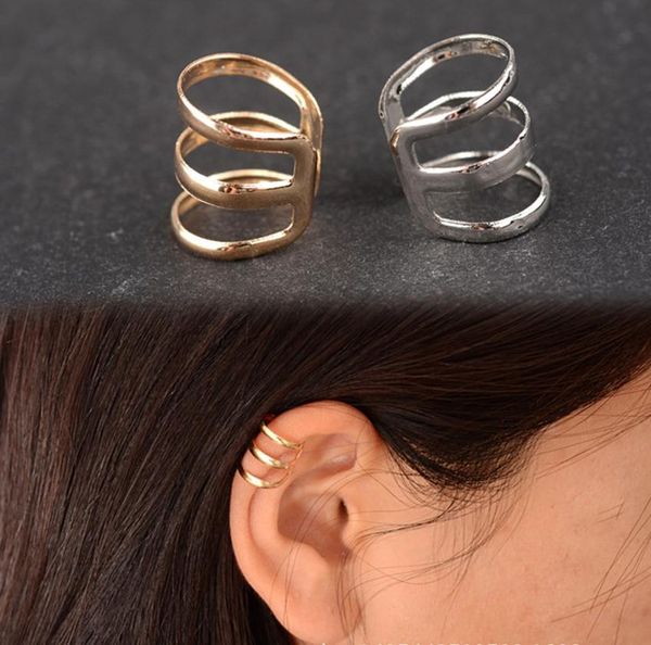 

1pcs fashion punk rock ear clip wrap cuff clip on earrings piercing no gold silver bronze women men jewelry party9715191, Golden