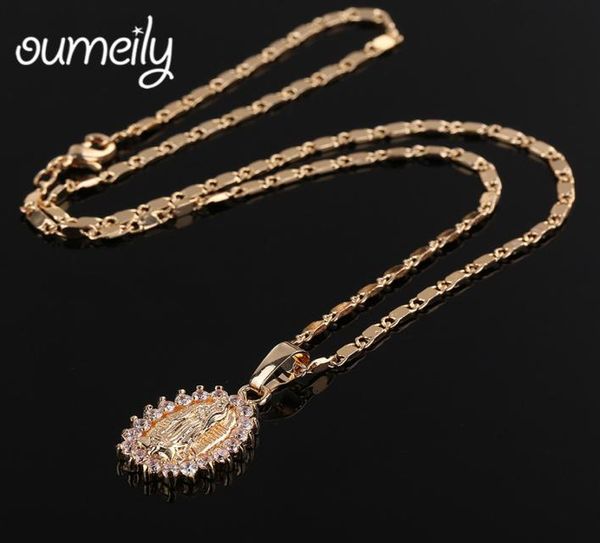 

oumeily mother virgin mary pendant necklace women men copper christian necklace statement engagement party jewelry whole4790701, Silver