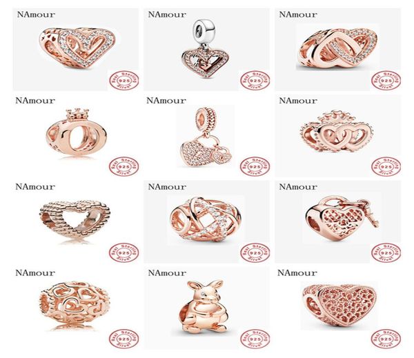 

new original kangaroo and heart key lock bead fit charms silver 925 bracelet for women fashion jewelry rose gold8194033, Blue;slivery