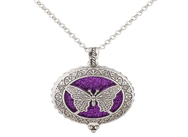 

v1302 silver butterfly aroma necklace essential oil diffuser magnetic closure locket bohemia necklace1860875
