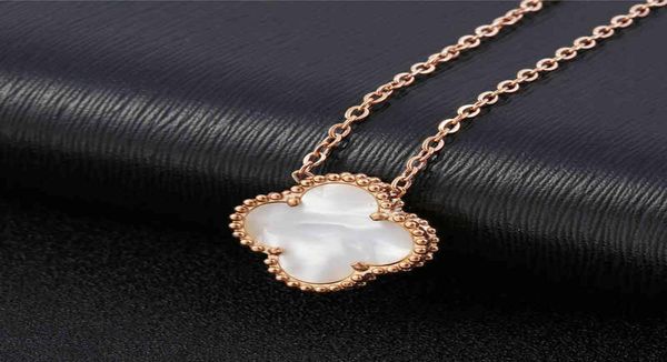 

wholale ladi clover shell pendant stainls steel 18k rose gold women necklace6118237, Silver