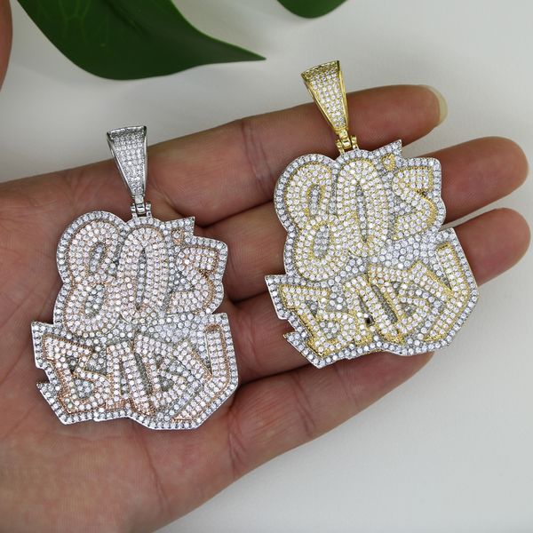 

80s baby letter pendant necklace for womens mens two color 5a cubic zircon paved hip hop gift jewelry, Silver