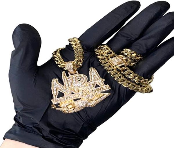 

finish miami cuban link chain letter nra pendant necklace gold silver plated mens hip hop jewelry gift2033397