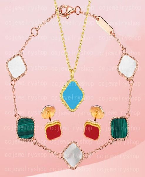 

mini sweet sterling silver classic 4four leaf clover charm bracelet earring necklace 18k gold agate shell motherofpearl for wom5106113, Black