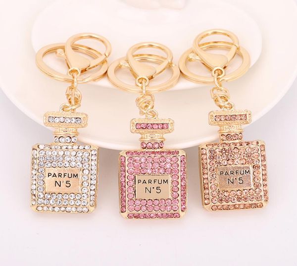

crystal perfume bottle keychain bag car purse key chain ring pendant jewelry keyring gift souvenir whole5437997, Silver