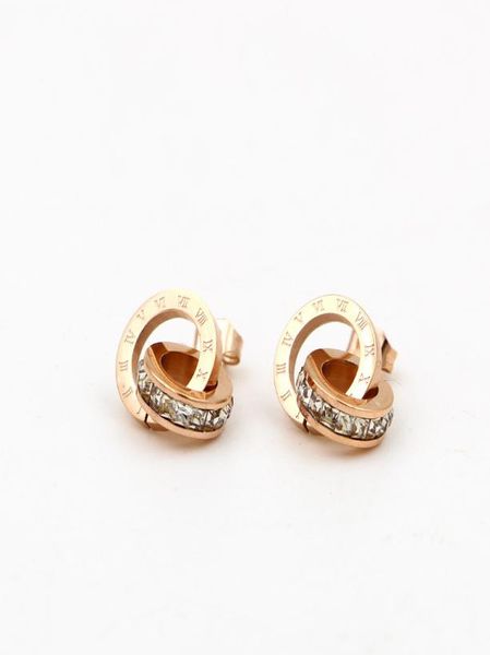

selling 316l stainless steel litter squair crystal stud earrings love earrings for women rose gold fine jewelry whole 4110861, Golden;silver