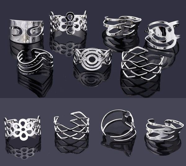 

50pcs mix style vintage alloy gypsy adjustable finger tattoo rings toe ring lots for women men whole jewelry7078332, Golden;silver
