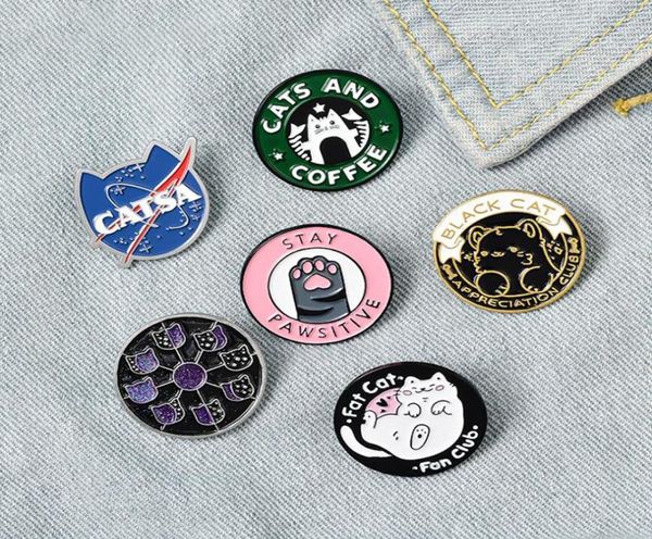 

cats club enamel pin cat planet moon cafe paw badge custom kitten brooches lapel pins jeans shirt bag cute animal jewelry gift9304774, Gray