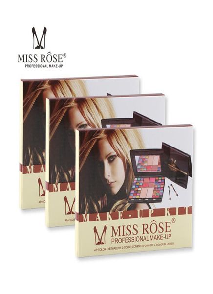 

miss rose 48 colors professional makeup artist eye shadow palette blusher compact powder matte glitter with brush7353423
