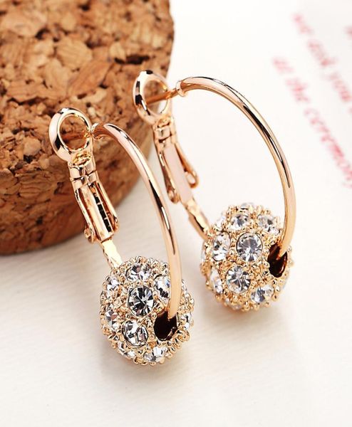 

fashion austrian crystal ball goldsilver earrings earrings for woman party wedding jewelry boucle d039oreille fem9519824, Golden