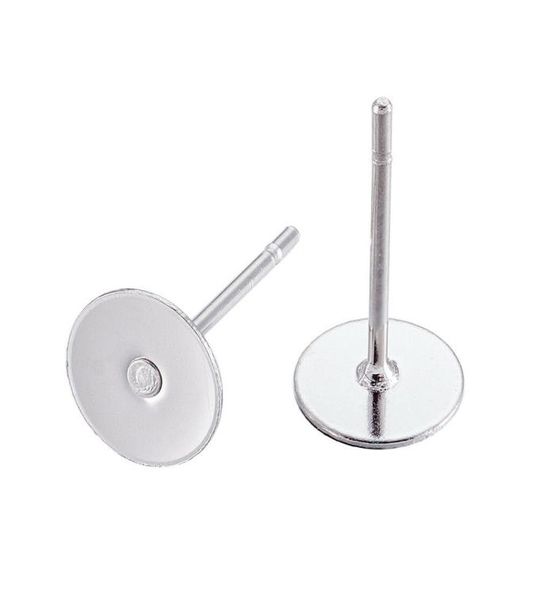 

whole silver plated flat earring posts round pad pegs stud findings diy jewelry making7083688, Blue;slivery