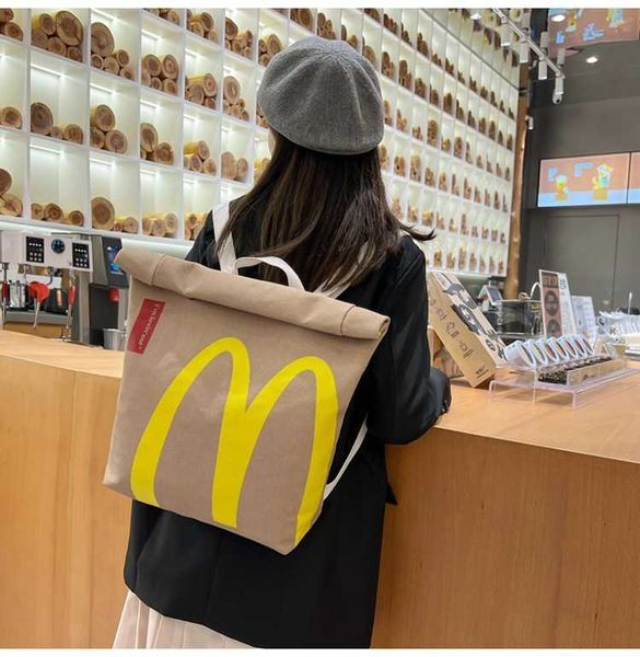 

mcdonald's backpack paper bag backpack niche design 2023 new class commuting women's backpack large capacity bag