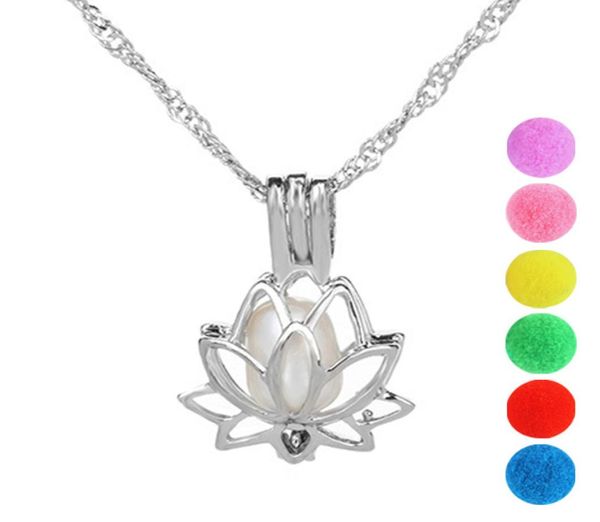 

pearl cage lotus flower jewelry locket pendant findings cage essential oil diffuser locket for oyster pearl fiber ball4864414, Silver