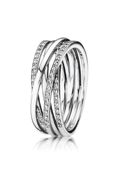 

authentic 925 sterling silver luxury ring women jewelry for sparkling polished lines ring engagement ring original box sets6432532, Slivery;golden