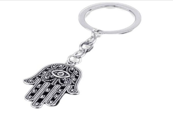 

30pcslot key ring keychain jewelry silver plated evil eye hamsa fatima hand charms pendant for key accessories 1917mm4609039, Slivery;golden