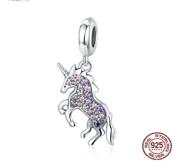 

fit pandor bracelets style charm 925 sterling silver licorne memory pendant colorful cz animal charms necklaces jewelry making wom5888495, Bronze;silver