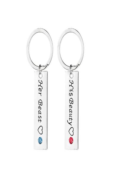 

creative jewelry fashion letter 039her beast his beauty quot love couple keychain alloy safe cute key ring for bagcar key n2221248, Slivery;golden