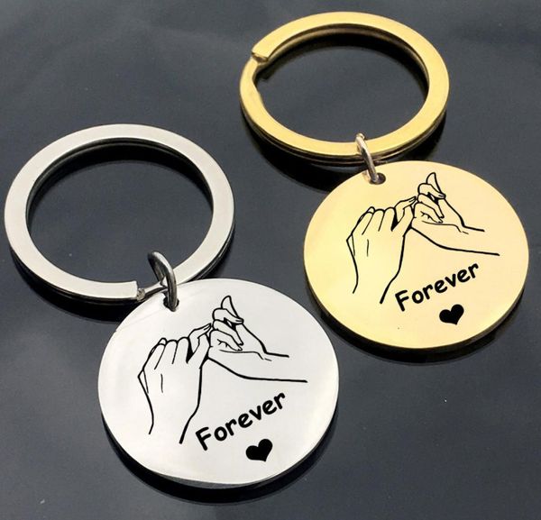 

couples hook commitment pinky promise stainless steel key ring4143486, Slivery;golden