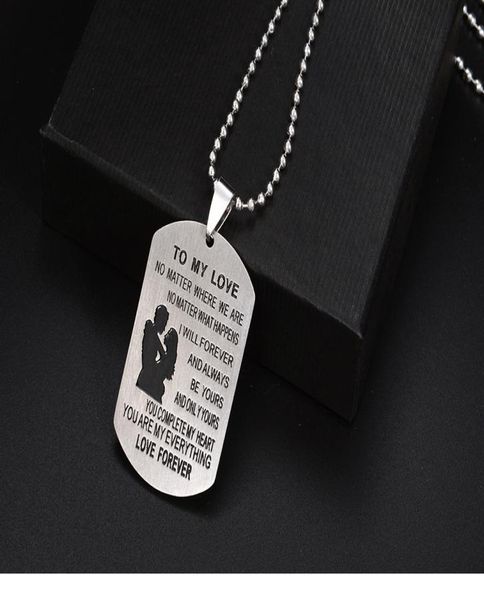 

stainless steel necklace to my love couple dog tag necklaces love forever jewelry present love necklaces7575808, Silver