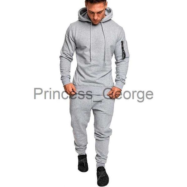 

men's tracksuits tracksuit men sets autumn winter hooded sweatshirt outfit sportswear male pullovers hoodies sweatpants suits chandal h, Gray