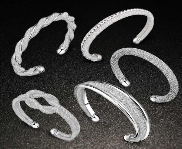 

promotion fashion 5 kinds women039s 925 sterling silver bangle bracelets jewelry mix 4 style 925 silver shining women039s ba2443726, Black