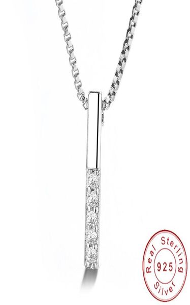 

simple solid 925 sterling silver vertical bar necklace female 2mm box chain clavicle neckless women choker kolye sn0419452761, Golden;silver