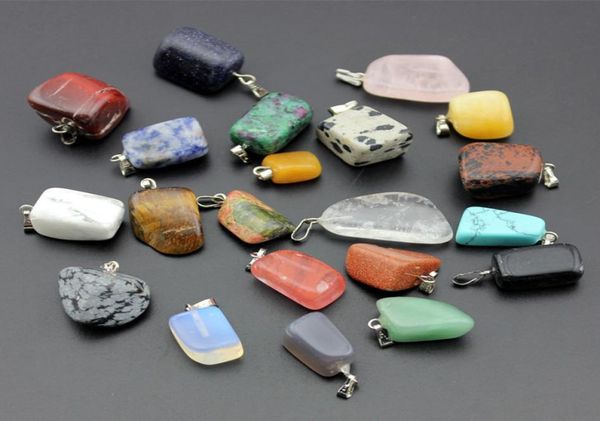 

unique natural stone gemstone pendants high polished loose beads silver plated hook fit bracelets and necklace mixed lots8348039