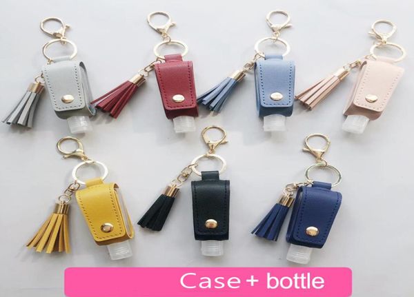 

hand sanitizer keychain pu leather sanitizer case student tassel keychain pendant hand sanitizer covers christmas gift 8 colors 806118334, Red;brown