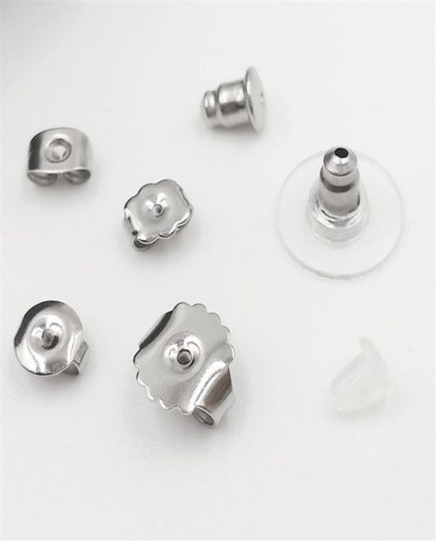 

100pcs 12x6mm silver color stainless steel jewelry accessories earring back plug settings base ear studs back diy making findings5442143, White