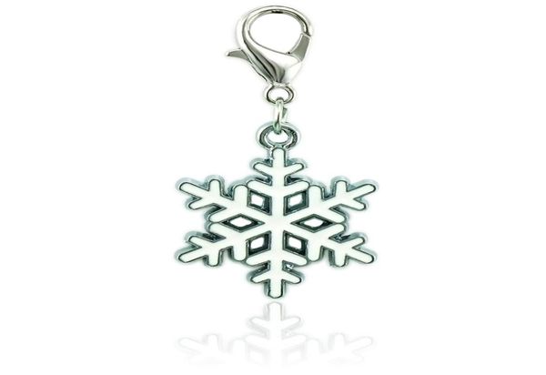 

christmas classic floating lobster clasp charms white enamel snowflake pendants diy charms for jewelry making accessories2395901, Bronze;silver