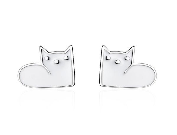 

tt197 s925 sterling silver needle super cute cats ear stud earrings female personality epoxy black cat jewelry for young girl gif1601264