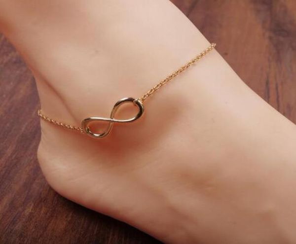 

gold infinity charm anklets bracelets with classic 8 foot chain barefoot sandals jewelry for women beach pool party ankle bracelet8987576, Red;blue