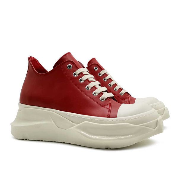 

men's casual rick shoes ro owens women's low-shoes lace-up red height sneakers for men, Black