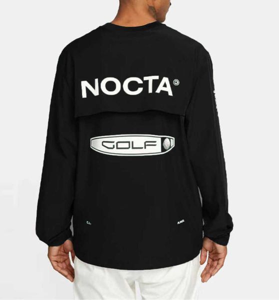 

2023 mens hoodies us version nocta golf co branded draw breathable quick drying leisure sports t-shirt long sleeve round neck summer fashion, Black