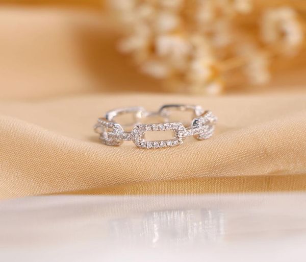 

decorated korean light luxury niche chain ring inlaid with zircon plain ringgirls fashionable and simple 2nws5064553, Silver