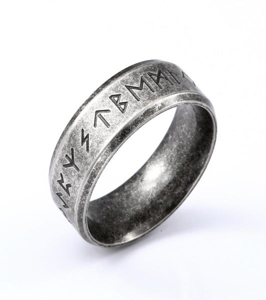 

stainless steel odin norse viking amulet rune men band ring fashion words retro jewelry lrr1335111852, Silver