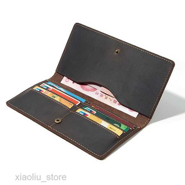 

money clips men long wallet multi-card paper money sand simple casual genuine leather coin purse money clip crazy horse clutch baghkd230627, Black