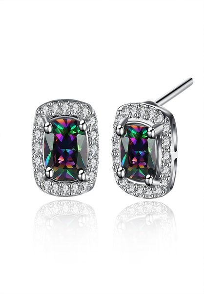 

18k gold white gold plated square coloured zircon stud earrings fashion party jewelry for women wedding gifts 2288666, Golden;silver