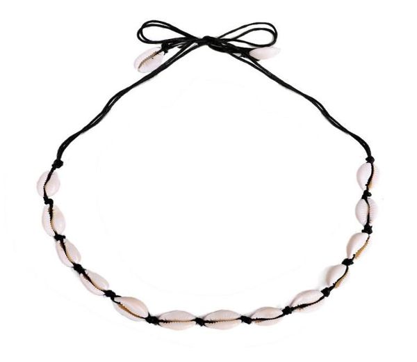 

ins puka shell natural chokers hand knotted woven necklace clavicle chain 2 colors whole4865390, Golden;silver