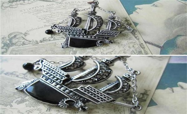 

punk vintage cute brooch pin fashion silver plated alloy sailing boat ship pirate vessel dragon brooch pin crystal gifts3973304, Gray