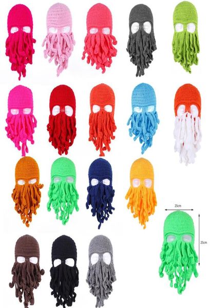 

novelty handmade funny tentacle ocs hat crochet cthulhu beard beanie men039s women039s knit wind mask cap halloween anim8456253, Yellow