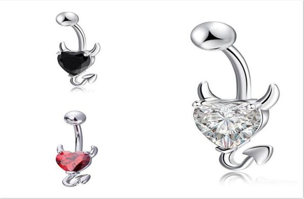 

whole love heart belly button rings belly piercing zircon crystal body jewelry navel piercing rings women medical stainle4739210, Silver
