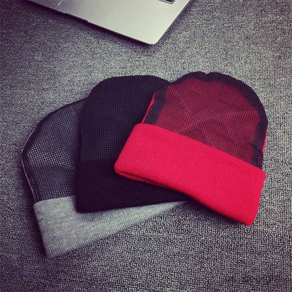 

caps b-boy hip hop dancing beanies hat men's mesh hat warm bboy rotating battle black knitting hat r230627, Blue;gray