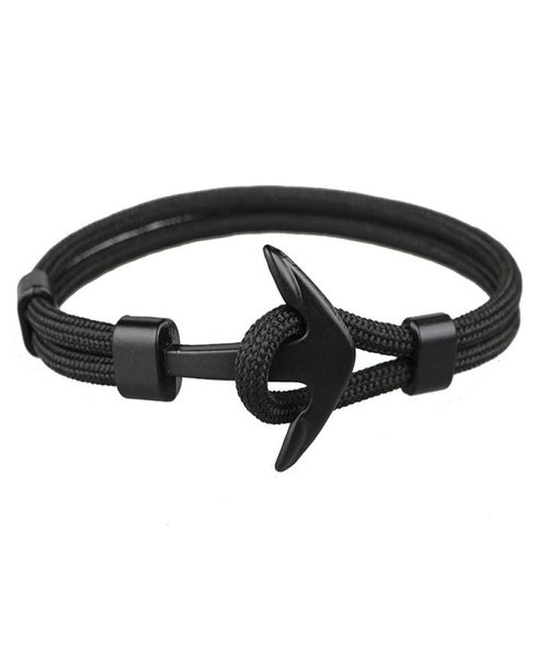 

minimalism fashion black anchor bracelet survival rope chain multicolor paracord braclet for men viking jewelry1563599