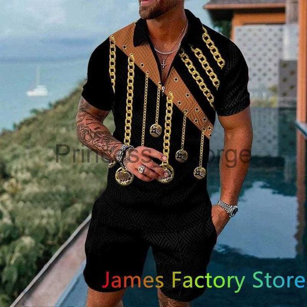 

men's tracksuits luxury clothes men's tracksuit casual summer short sleeve polo shirt shorts suit 2 piece set male clothing street, Gray